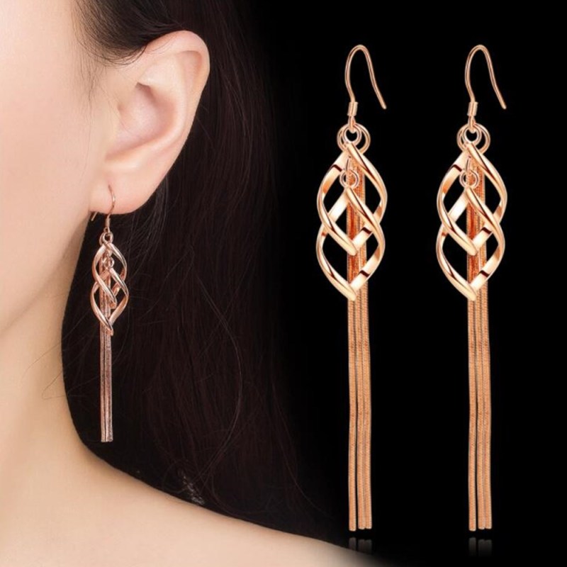 Wholesale S925 Sterling Silver Trendy Jewelry High Quality Women Fashion Earrings Retro Long Tassel Hollow Exaggerated Earrings