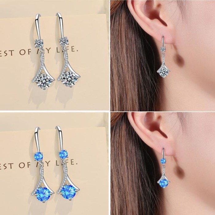 Wholesale S925 Sterling Silver Women Fashion Jewelry High Quality Crystal Zircon Simple Water Drop Long Tassel Hook Earrings