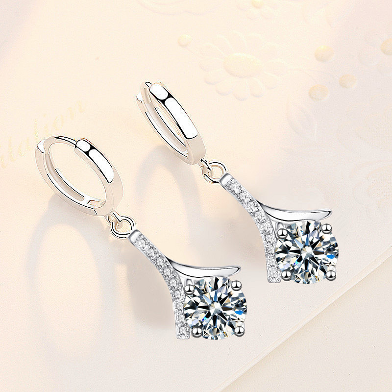 Wholesale S925 Sterling Silver Trendy Women's Fashion Jewelry High Quality Simple Water Drop Blue Pink Crystal Zircon Earrings