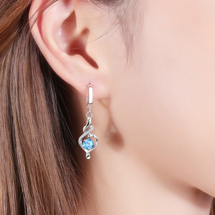 Wholesale S925 Sterling Trendy Women's Fashion Jewelry High Quality Cubic Zirconia Hollow Simple Water Drop Mid-length Earrings