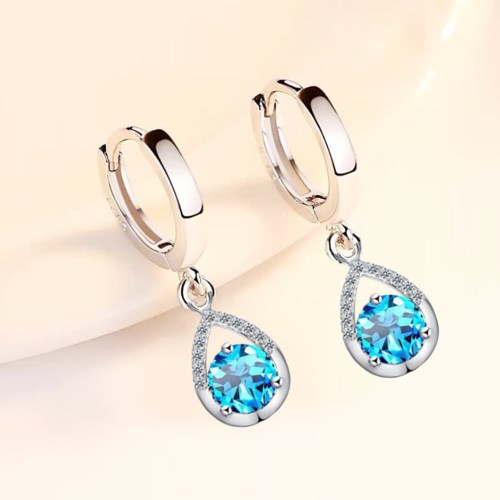 S925 Sterling Silver Trendy women Fashion Jewelry Earrings Pink Blue White Crystal Zircon Long Tassel Drop Retro Earrings
