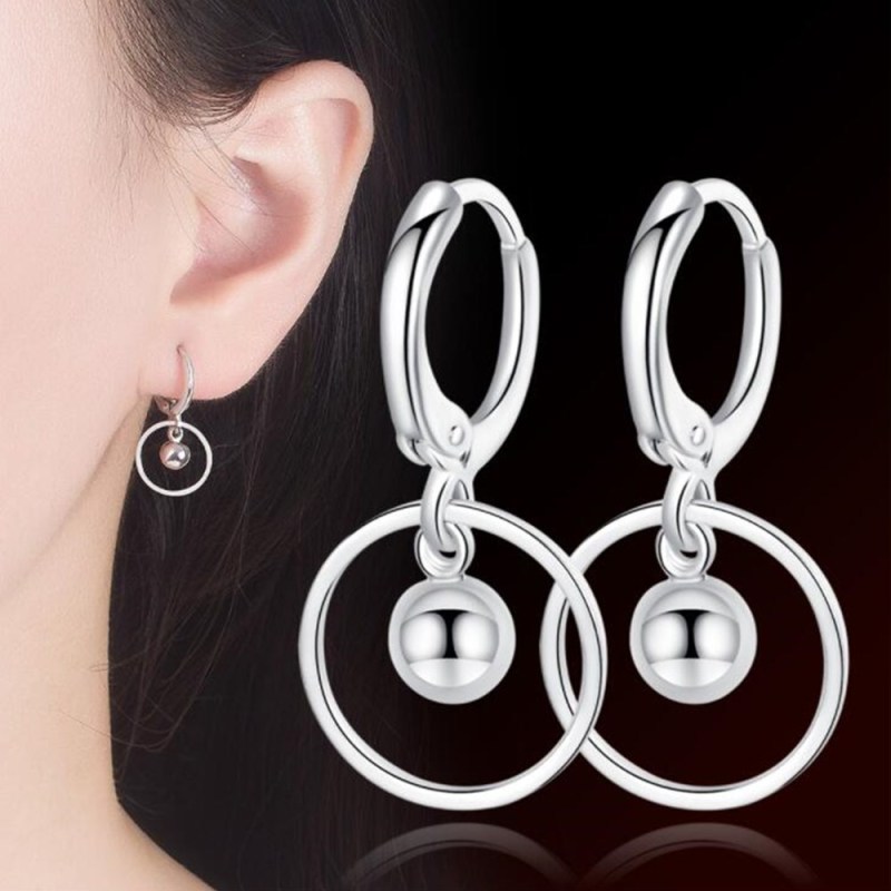 Wholesale S925 Sterling Silver Trendy  Women Jewelry Long Paragraph Tassel Earrings Round Cutout w130
