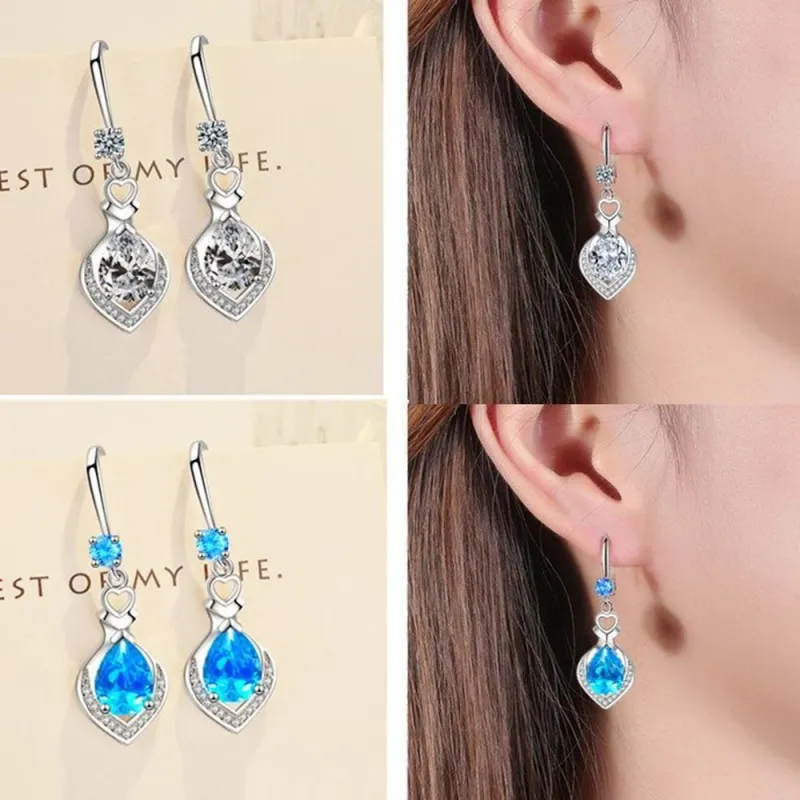 Wholesale S925 Sterling Women Fashion Jewelry High Quality Cubic Zirconia Crystal Retro Long Tassel Hook Earrings