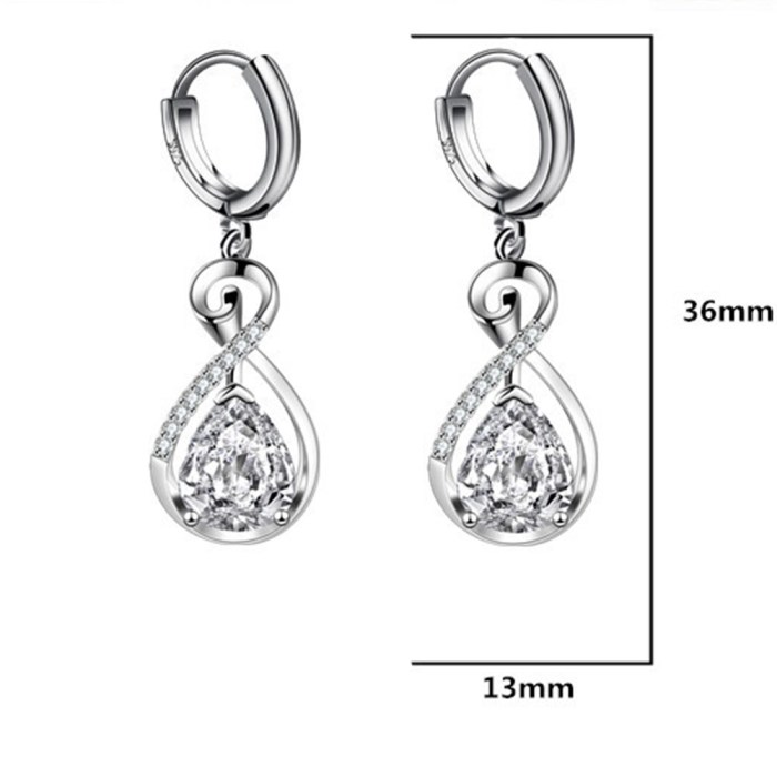 Wholesale S925 Sterling Silver Women Fashion Jewelry High Quality Blue Pink Crystal Zircon Hollow Simple Hot Selling Earrings