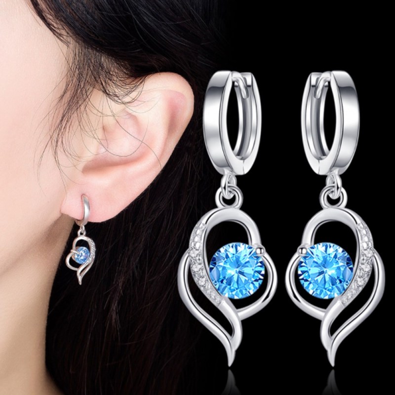 Wholesale S925 Sterling Trendy  Women's Fashion Jewelry High Quality Cubic Zirconia Heart Love Hollow Long Tassel Earrings