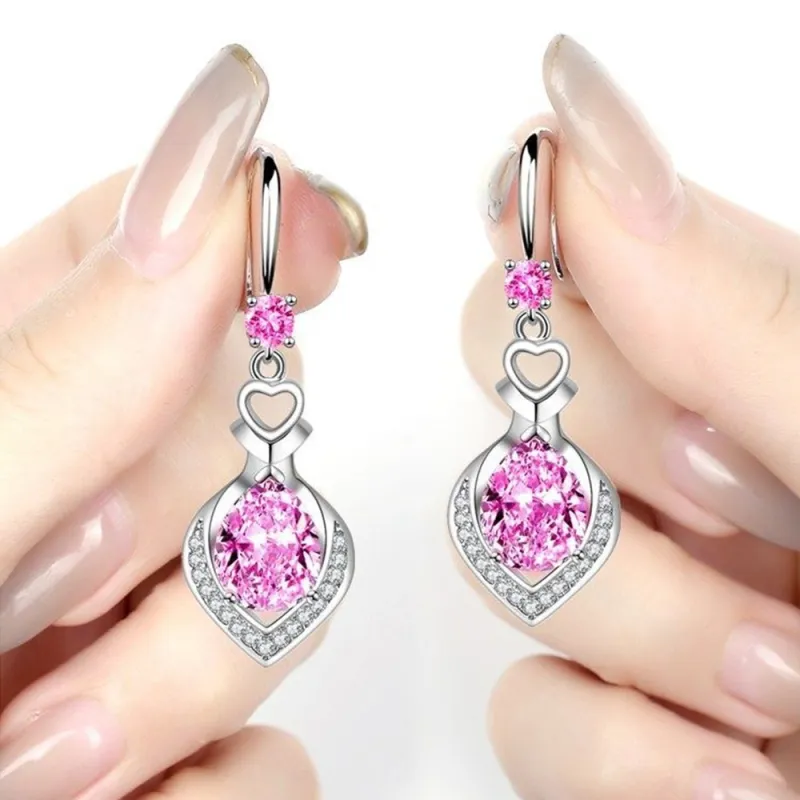 Wholesale S925 Sterling Women Fashion Jewelry High Quality Cubic Zirconia Crystal Retro Long Tassel Hook Earrings