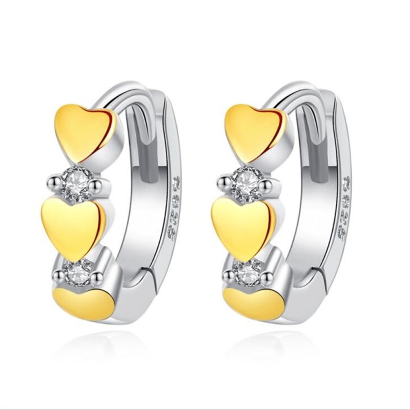 Wholesale S925 Sterling Trendy  Women Jewelry Cubic Zirconia  Heart Small Paragraph Hoop Earrings