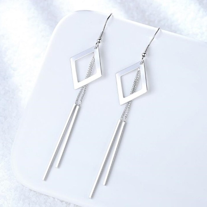 Wholesale S925 Sterling Silver Trendy  Jewelry Women Fashion Gold and Silver Earrings Long Tassel Star Round Retro Earring