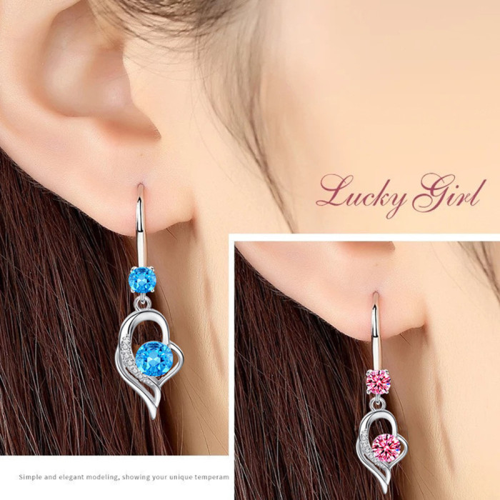 Wholesale S925 Sterling Women Fashion Jewelry High Quality Purple Pink Blue White Crystal Zircon Long Tassel Earrings