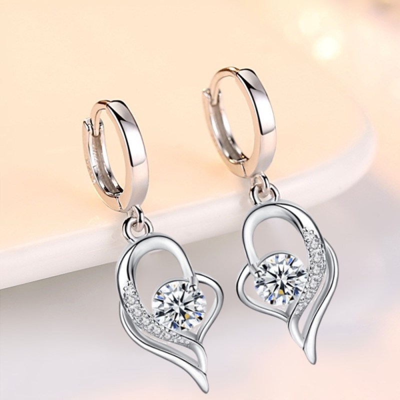 Wholesale S925 Sterling Silver Women Fashion Jewelry High Quality Blue Pink White Purple Crystal Zircon Hot Selling Earrings