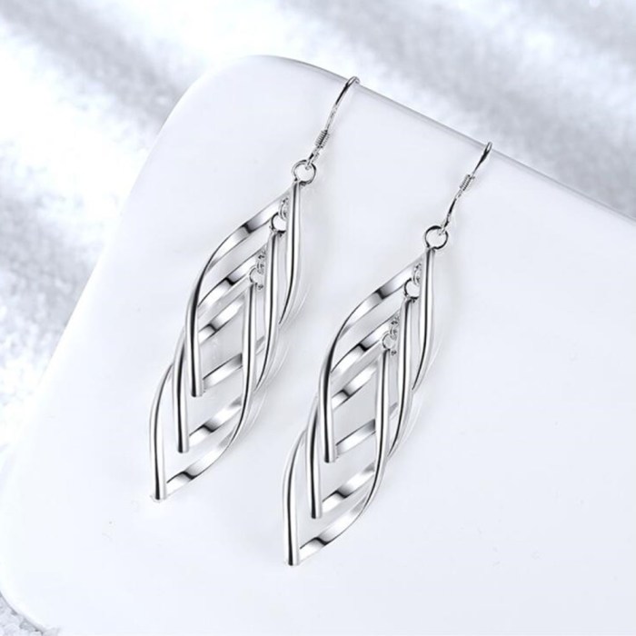 Wholesale 925 Sterling Silver Trendy Jewelry High Quality Women Fashion Retro Long Tassel Hollow Boho Exaggerated  Earrings