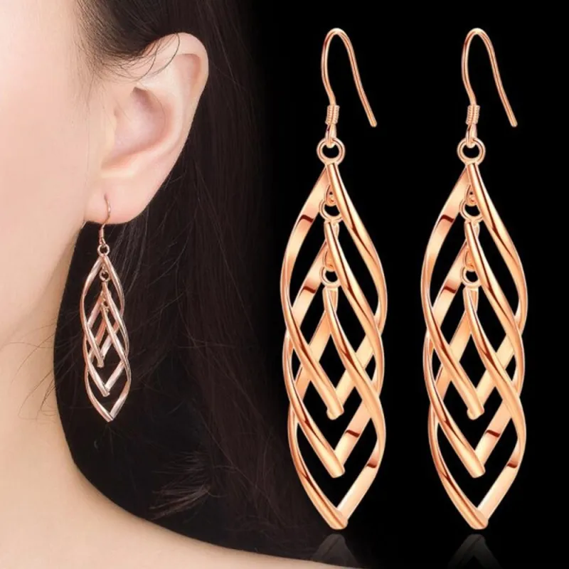 Wholesale 925 Sterling Silver Trendy Jewelry High Quality Women Fashion Retro Long Tassel Hollow Boho Exaggerated  Earrings