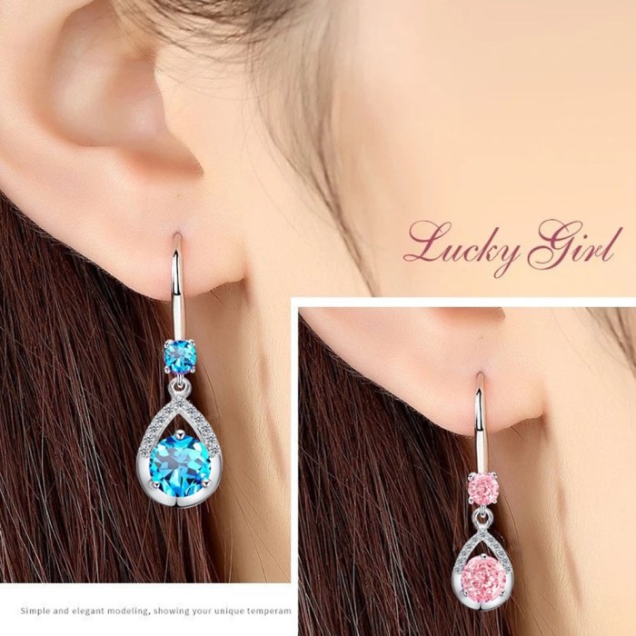 Wholesale S925 Sterling Women Fashion Jewelry Retro Hollow Blue Pink White Crystal Zircon Hot Selling Long Tassel Earrings