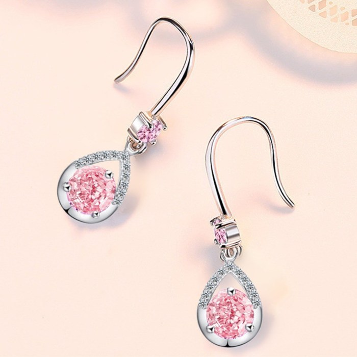Wholesale S925 Sterling Women Fashion Jewelry Retro Hollow Blue Pink White Crystal Zircon Hot Selling Long Tassel Earrings