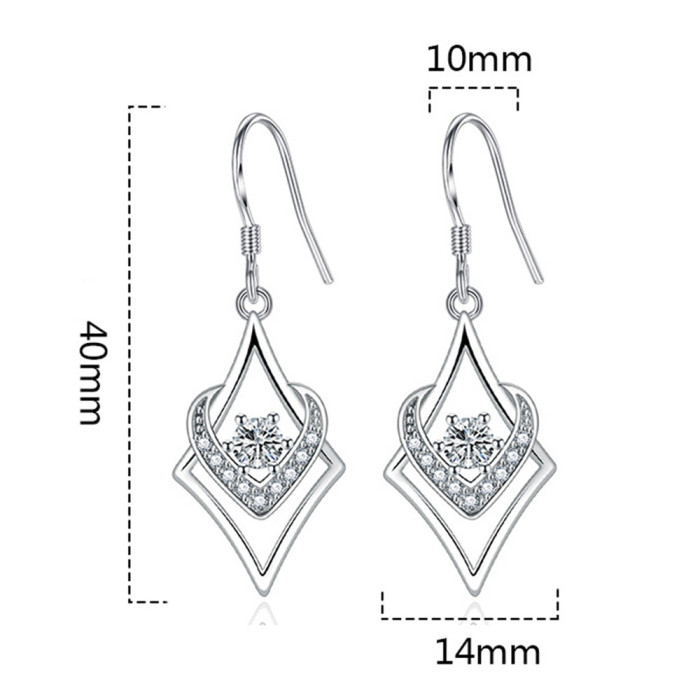 Wholesale S925 Sterling Silver Trendy  Women's Fashion Jewelry Crystal Zircon Tassel Hook Earrings Gift for Girlfriend