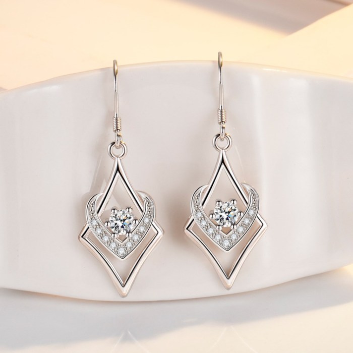 Wholesale S925 Sterling Silver Trendy  Women's Fashion Jewelry Crystal Zircon Tassel Hook Earrings Gift for Girlfriend