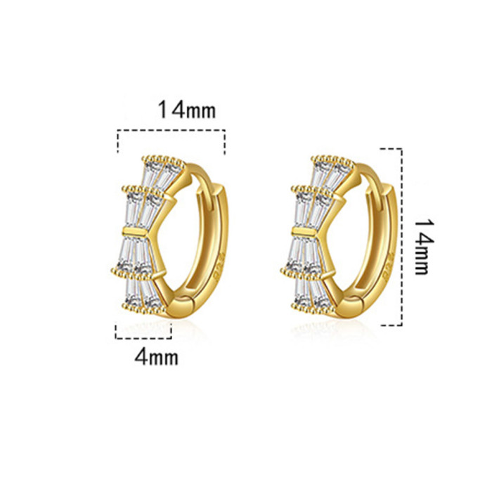 Wholesale S925 Sterling Silver Women Fashion Jewelry High Quality Crystal Zircon Gold Silver Simple Retro Round Hopp Earrings