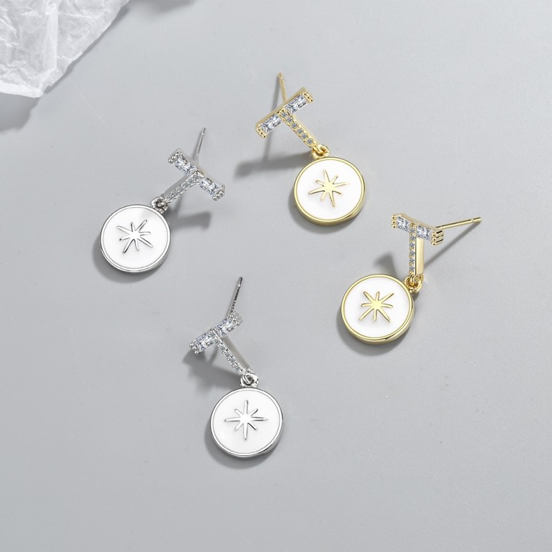 Luxury  Simple  Zircon Inlaid Diamond 925 Sterling Silver Drop Earrings Refreshing Stylish Women Earrings Jewelry Gift