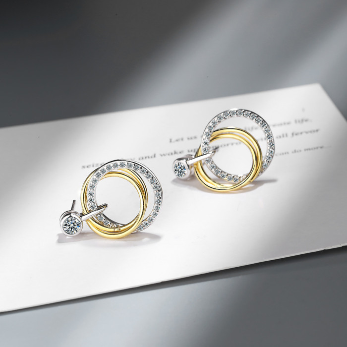925 Sterling Silver Women's Hearts Stud Earrings Cubic Zirconia Korea Fashion Jewelry for Girls Small Cute Shiny