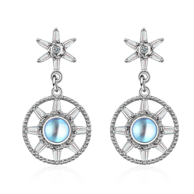 Trendy Opal Stone Flower 925 Sterling Silver Ladies Drop Earrings Original Jewelry for Women Anti Allergy Drop Shipping