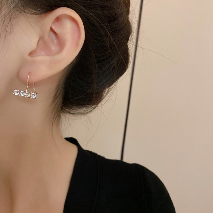 Long Dipper Ear Hook for Women CZ Silver Gold Color Ear Earrings Fashion Jewelry