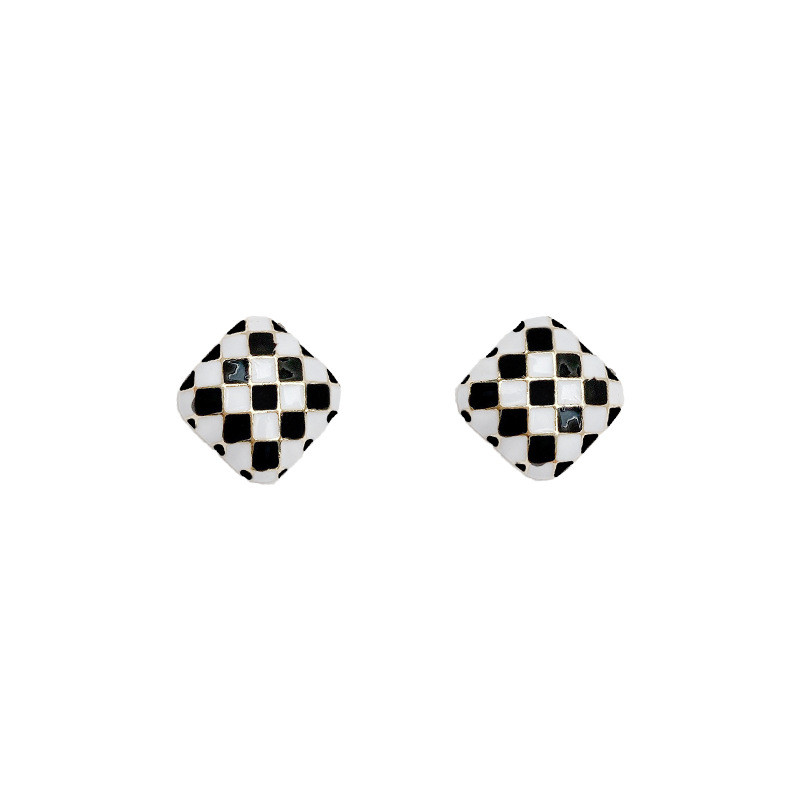 Luxury Korean Checkerboard Plaid Heart Square Earrings for Women Leopard Houndstooth Ear Jewelry Simple Gifts