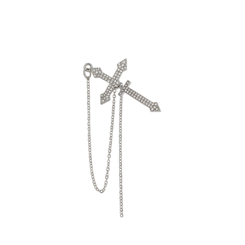 Punk Cool Tassel Chain Cross Earrings For Women Girl Trend Korean Style Wedding Vintage Hip Hop Hanging Jewelry Gift