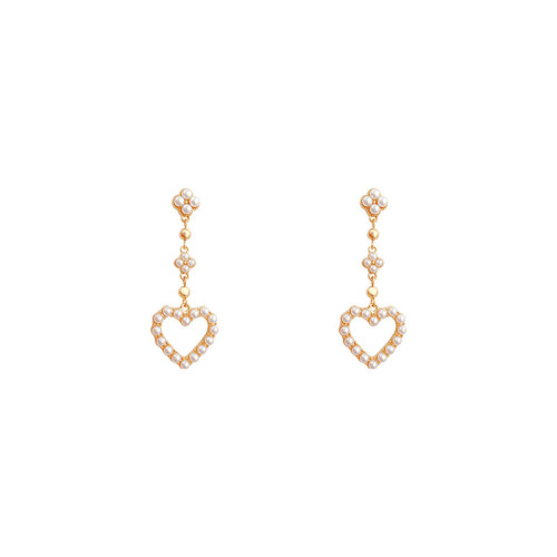 Fashion Heart Sutd Earrings Female Popular Long Heart Pearl Banquet Jewelry Accessories Tassel Earrings for Women