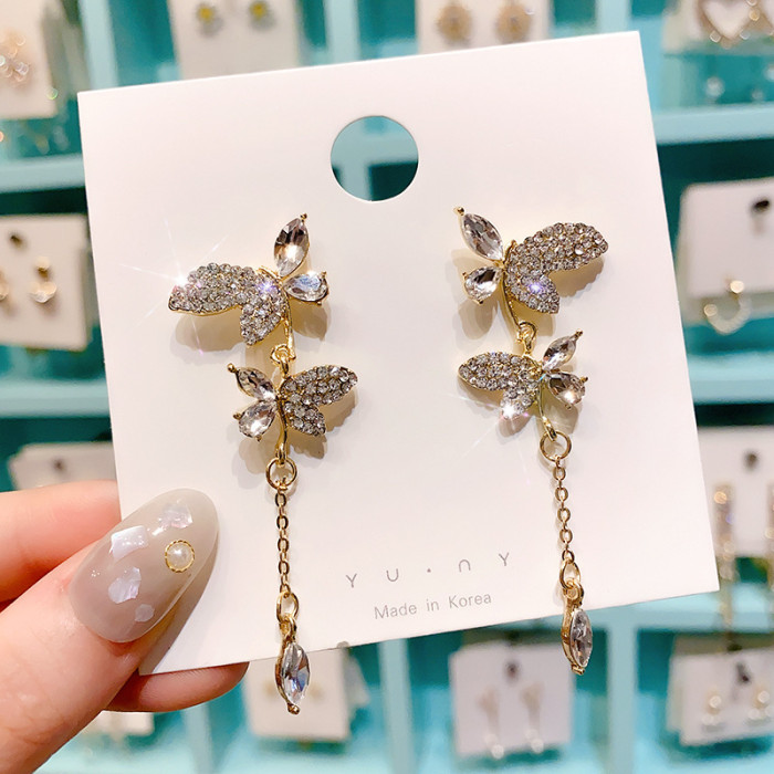 Fashion Promotion Super Fairy Butterfly Earrings Long Tassel Sweet Earrings Trend Exquisite