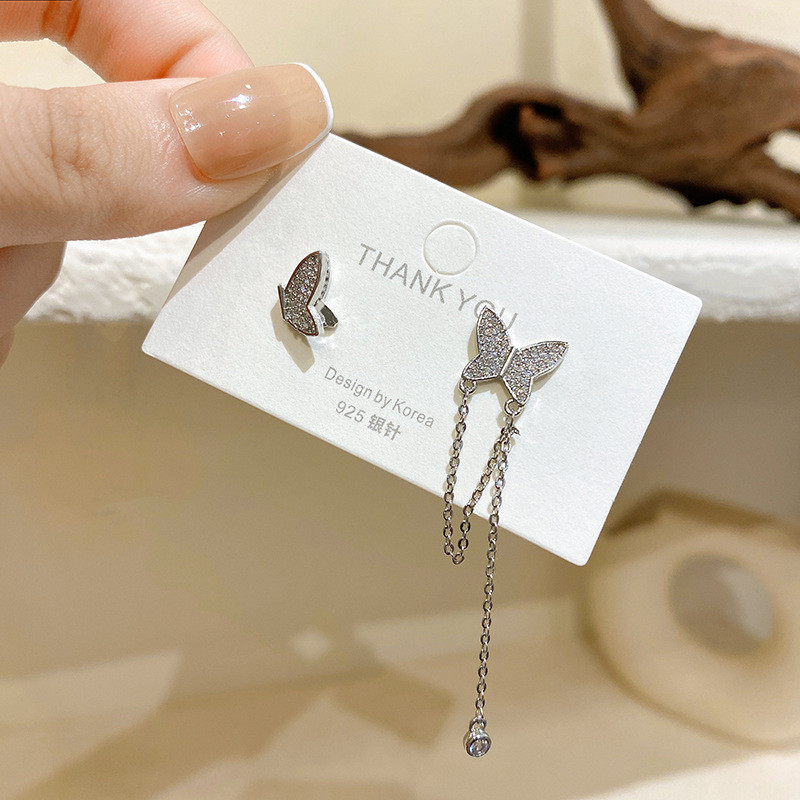 Luxury Fashion Korean Butterfly Tassel Earring for Women Ear Cuffs Cool Jewelry Vintage Chain Earings Party Gift