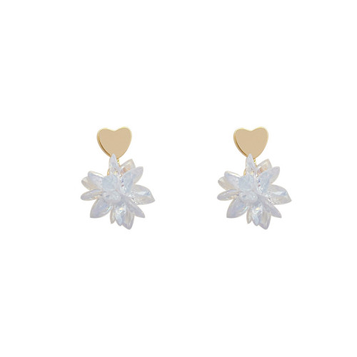 Luxury Ladies Fashion Crystal Ice Flower Heart Earrings Jewelry High Quality Three Dimensional Zircon Pendant Earrings Jewelry