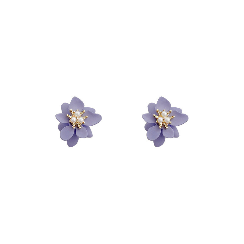 Purple Flower Earrings Women Acrylic Big Flower Holiday Earrings