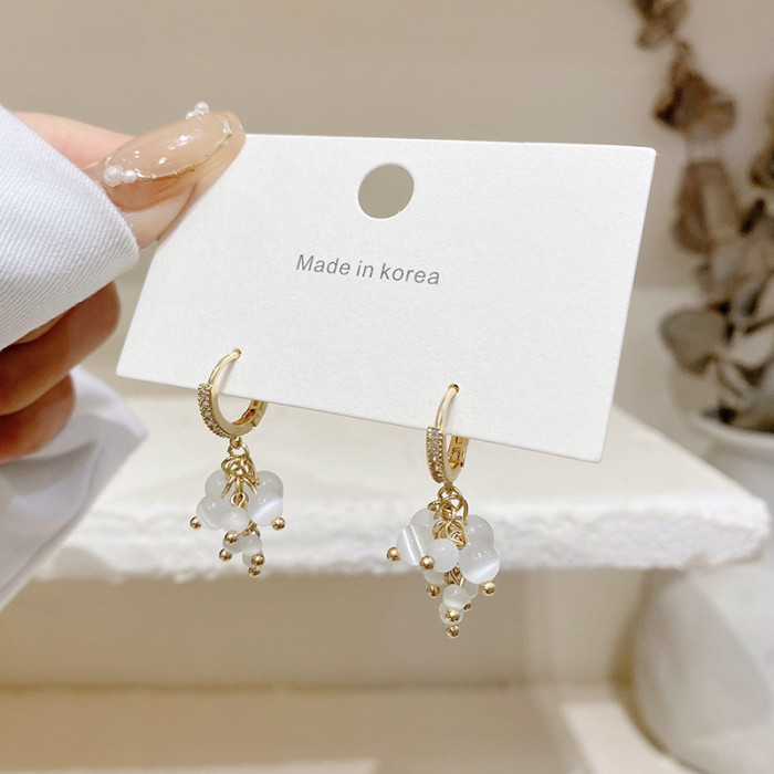 Luxury Grape String Opal Earrings Earhook Trendy Simple Design Original Earrings Women