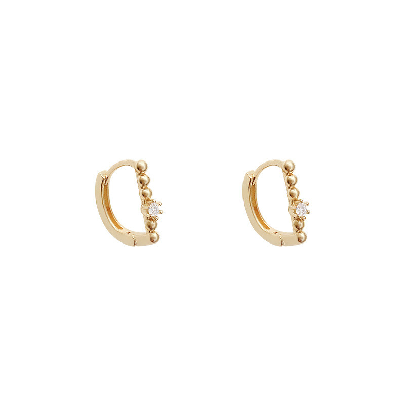 Cubic Zirconia Ear Buckle Huggie Hoop Earrings for Women Simple Cute Crystal Round Beads Circle Earring Minimalist Jewelry
