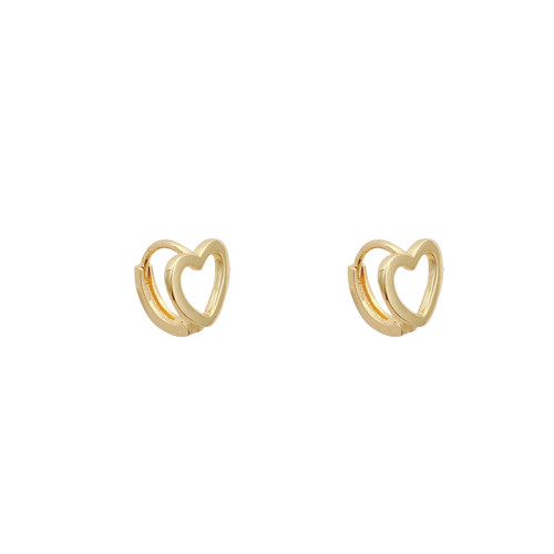 Silver Color Copper Hollow Heart Hoop Earrings For Women Simple Temperament Ear Buckle Simple Cute Student Accessories