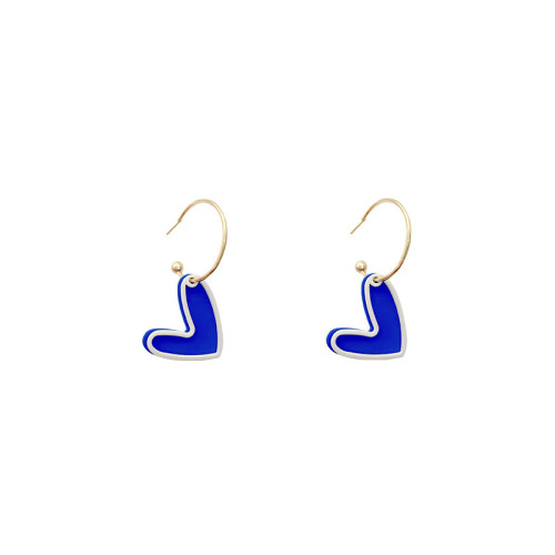 Fashion Blue Heart Geometry Earrings for Women Korean Fashion Statement Hanging Cute Earrings Beautiful Kawaii Jewelry