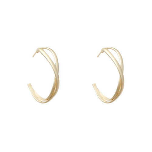 Simple Design Double Layer Loop Twist C Hoop Stud Earring Layered Circle Round Earrings For Women 2364