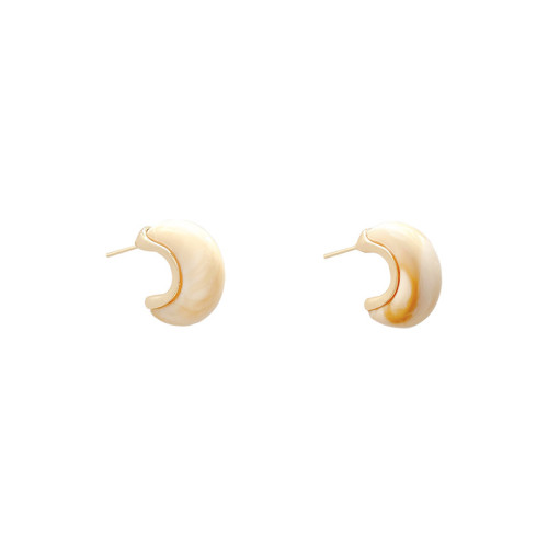 New Geometric Resin Acrylic C Earrings Transparent Golden Metal Wholesale Jewelry Women Earrings