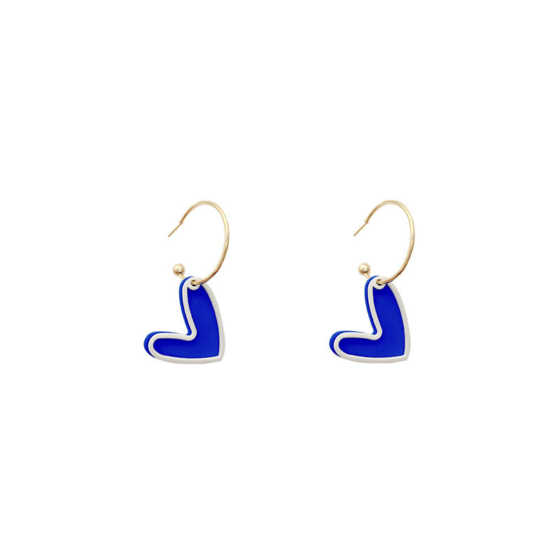 Promotion Blue Heart Geometry Earrings for Women Korean Fashion Statement Hanging Cute Earrings Beautiful Kawaii Jewelry