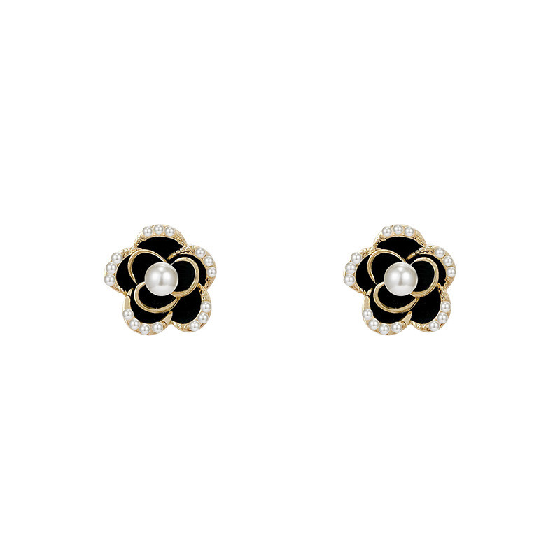 Famous Brand Flowers Earrings Luxury Jewelry Black Camellia Earring Women Fancy