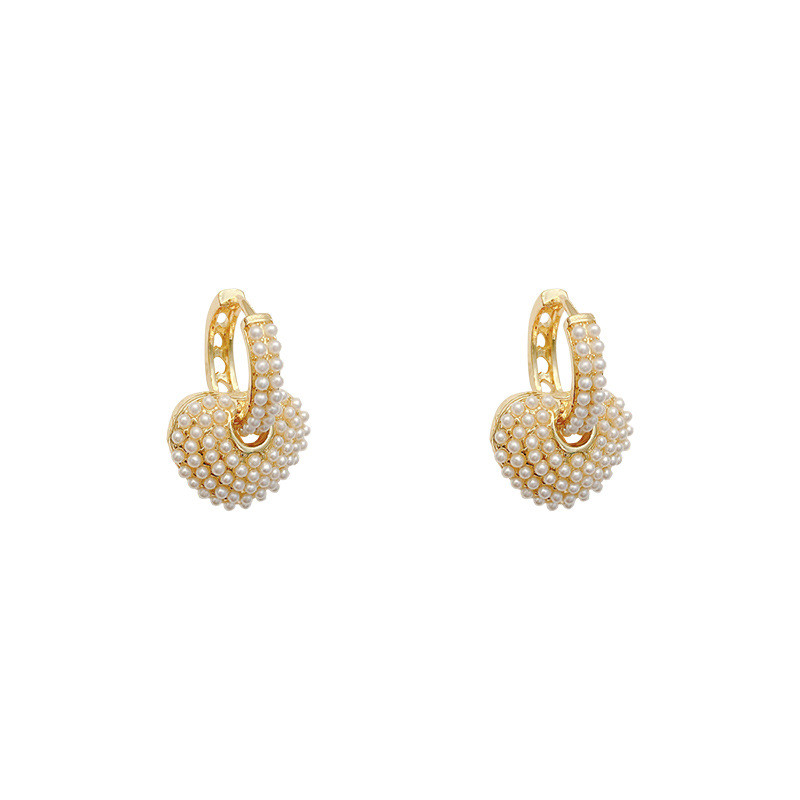 Popular Sweet Pearl Peach Heart Love Dangle Earrings For Woman Fashion Luxury Jewelry Unusual Earrings