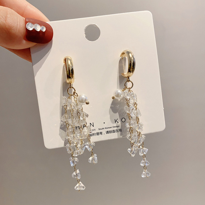 Luxury Flower Cubic Zirconia Long Earrings For Women Trendy Crystal Dangle Tassel Earrings Female Bridal Wedding Jewelry 1300
