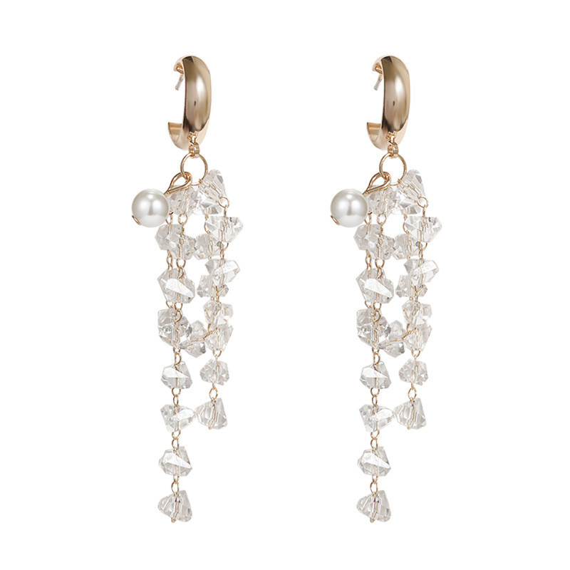 Luxury Flower Cubic Zirconia Long Earrings For Women Trendy Crystal Dangle Tassel Earrings Female Bridal Wedding Jewelry 1300
