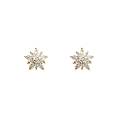 Exquisite Zircon Snowflake Crystal Stud Earrings for Women Shiny Rhinestone Crystal Flowers Earring 2022 Fashion Luxury Jewelry