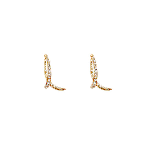 14K Gold Plated Double Arc Zircon Earrings Female Charming Line Sense Ear Stud Earrings Diamond for Women