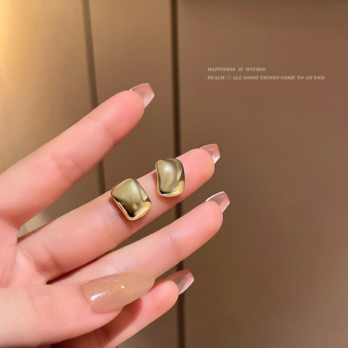 Cubic Square Stud Earring Big Geometric Frosted Gold Shapes Vintage Women Earrings Jewelry Wholesale Gift Christmas