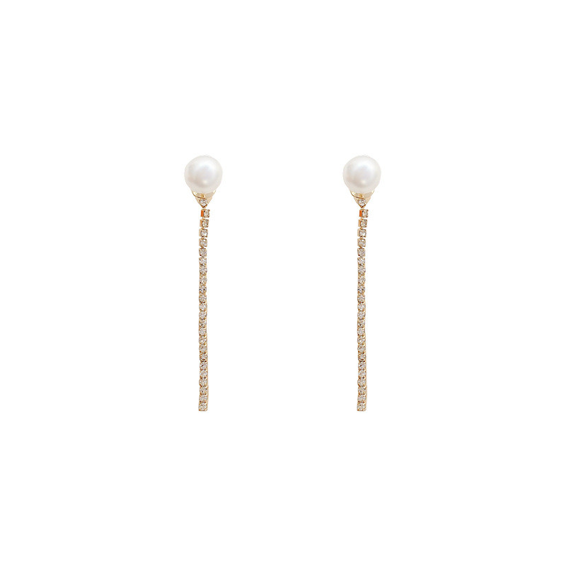 Long Dangle Earrings for Women Fashion Crystal Freshwater Pearl Tassel Earrings Vintage Jewelry