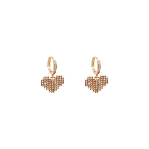 Luxury Charming Rose Gold Color Hoop Earrings Heart Shape CZ Crystal Dangle Earrings Jewelry for Women Girls