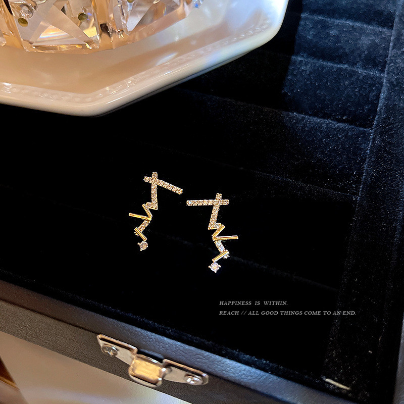 Women Gold Irregular Line Earrings Zircon Inlaid Earring Jewelry Fine Wedding Gifts