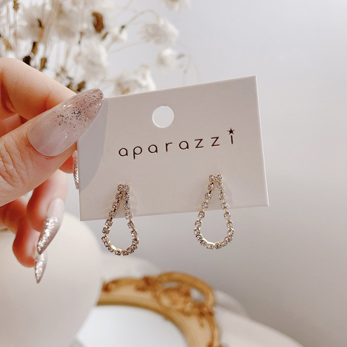 Full Crystal Zircon Geometric Hollow Waterdrop Dangle Drop Earrings for Women Fashion Earrings Jewelry Gift